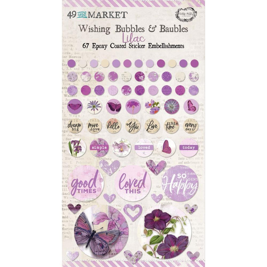 49 and Market Epoxy Coated Wish Bubbles and Baubles: Vintage Artistry Lilac (49WBB33461)-Only One Life Creations