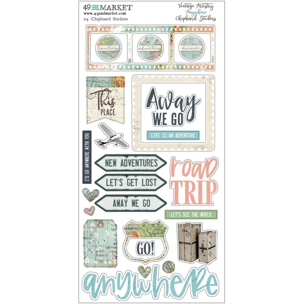 49 and Market Vintage Artistry Anywhere 6"x12" Chipboard Stickers (VTA33751)-Only One Life Creations