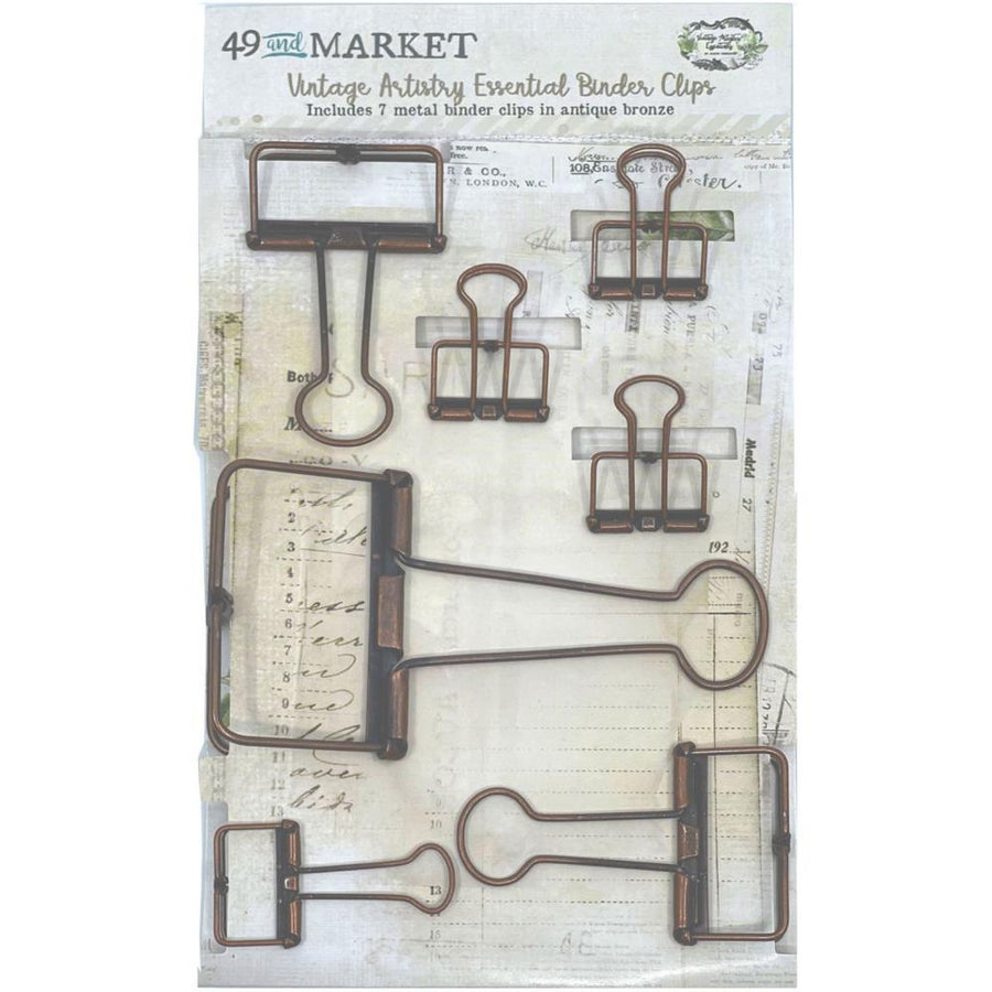 49 and Market Vintage Artistry Essentials Foundations Binder Clips: Antique Bronze (VAE33911)-Only One Life Creations