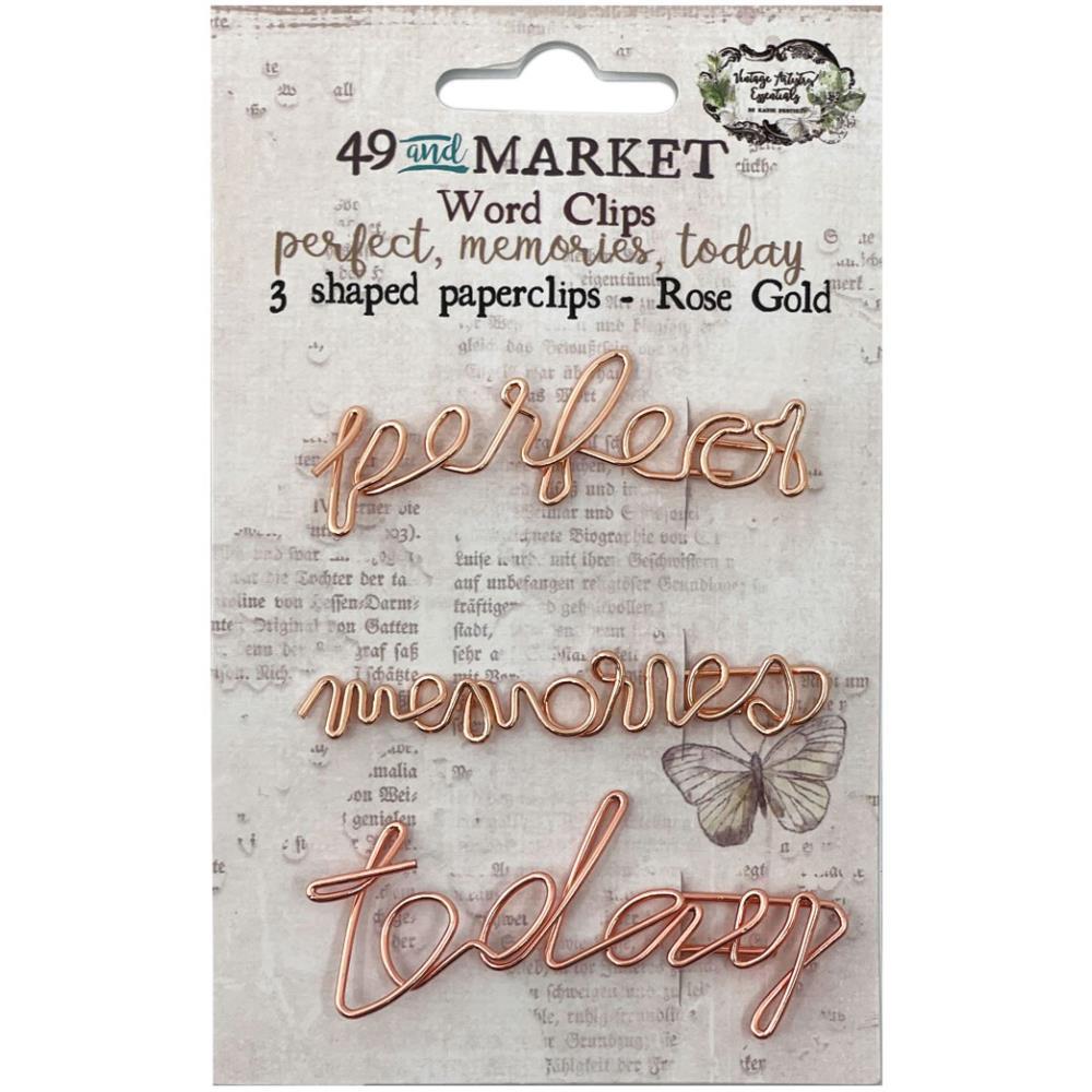 49 and Market Vintage Artistry Essentials Foundations Word Paperclips: Perfect, Memories, And Today In Rose Gold (VAE33867)-Only One Life Creations