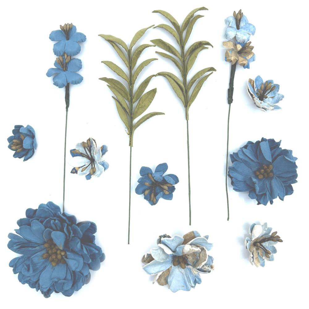 49 and Market Rustic Bouquet Paper Flowers: Bluejay, 12/pkg (49RBQT34871)