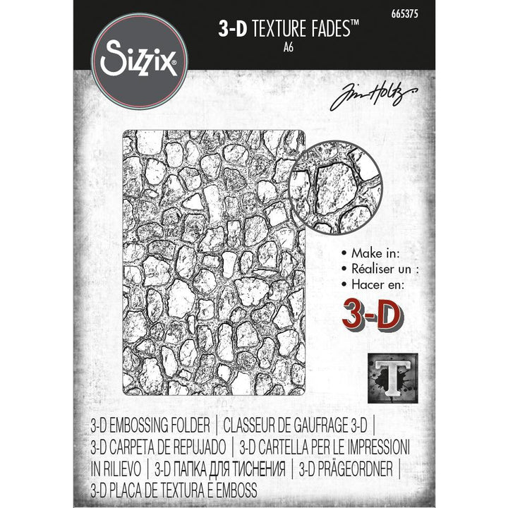 Tim Holtz 3D Texture Fades Embossing Folder: Cobblestone #2, by Sizzix (665375)