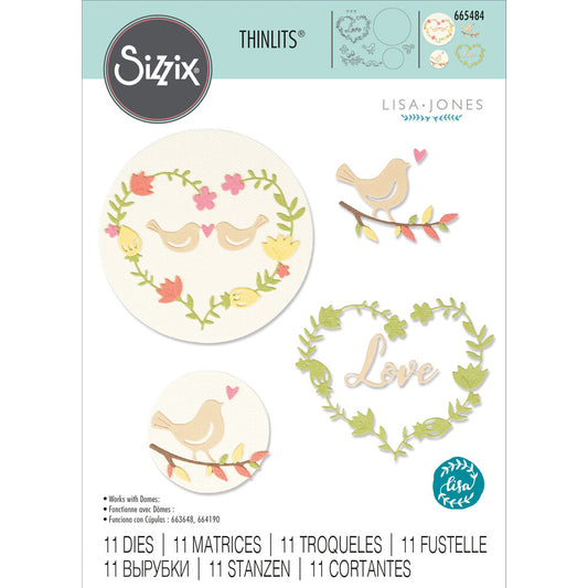 Sizzix Thinlits Dies: Mini Love Birds, by Lisa Jones (665484)