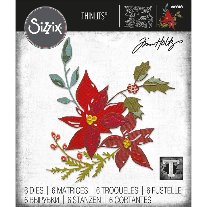 Tim Holtz Thinlits Dies: Festive Bouquet, 6/pkg, by Sizzix (665565)