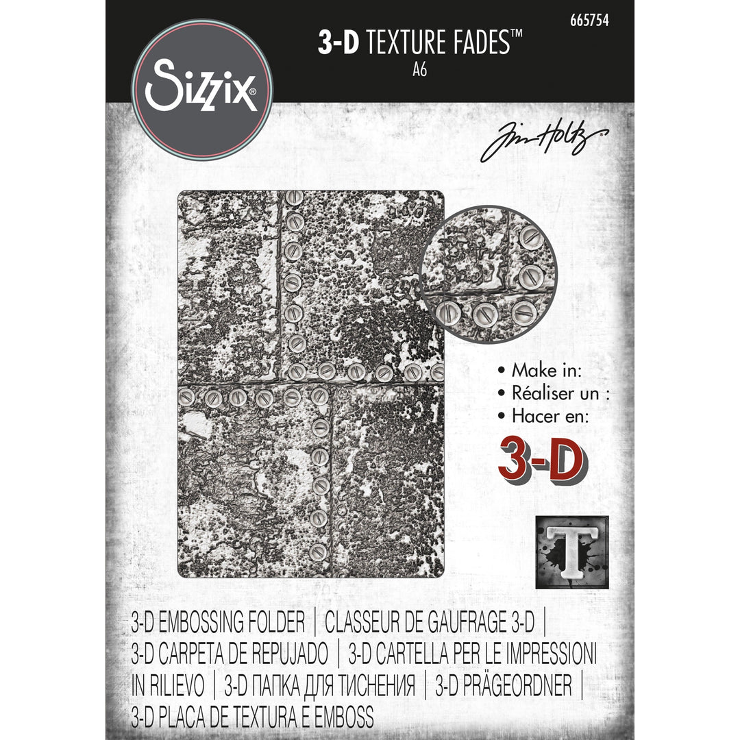 Tim Holtz 3-D Texture Fades Embossing Folder: Industrious, by Sizzix (665754)