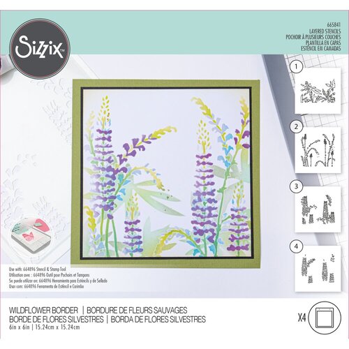 Sizzix Making Tool 6"x6" Layered Stencil: Wildflowers, by Olivia Rose (665841)