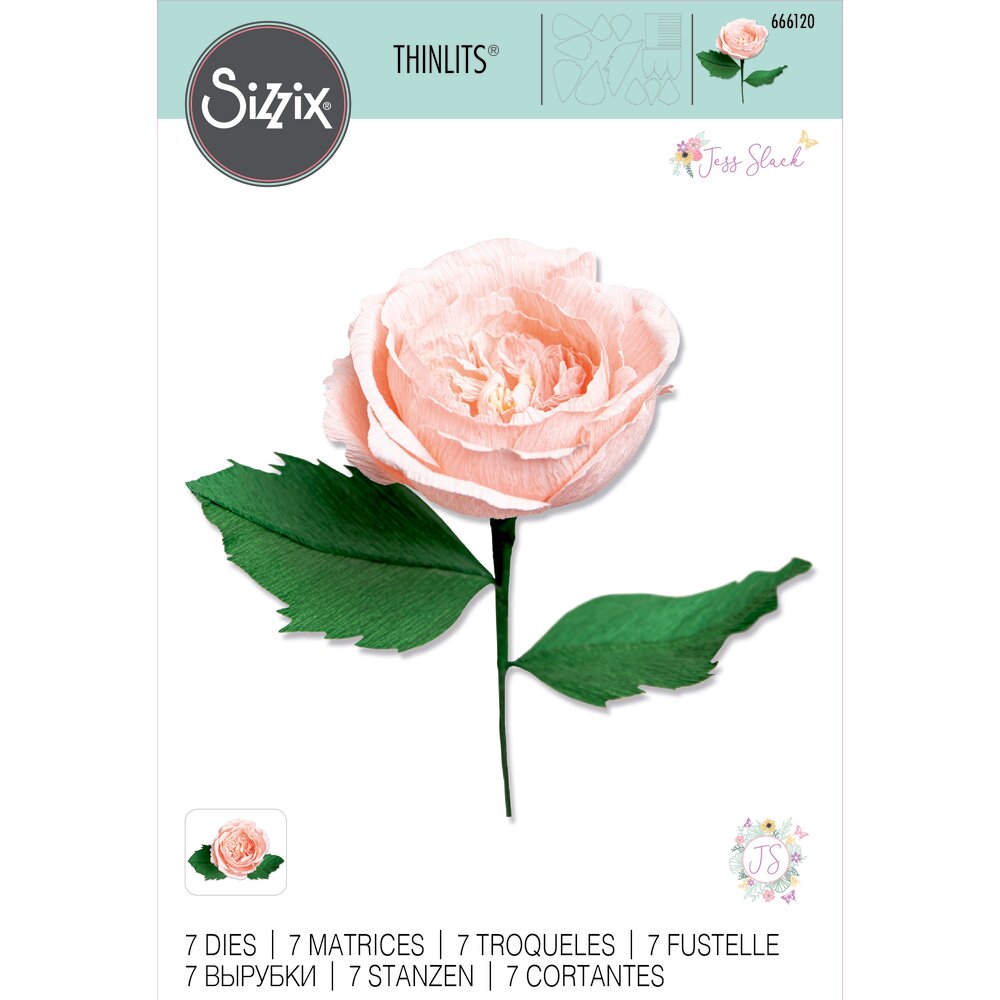 Sizzix Thinlits Dies: Garden Rose, by Jess Slack (666120)