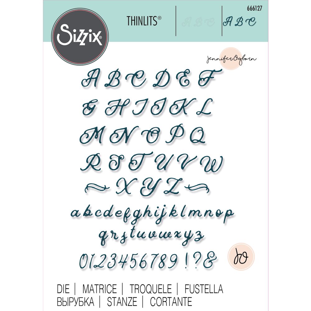 Sizzix Thinlits Dies: Scripted Alphabet, by Jennifer Ogborn (666127)