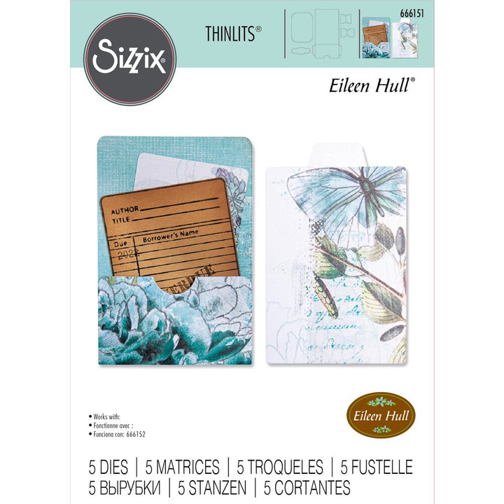 Sizzix Thinlits Dies: Library Pocket ATC Card & Tabs, by Eileen Hull (666151)