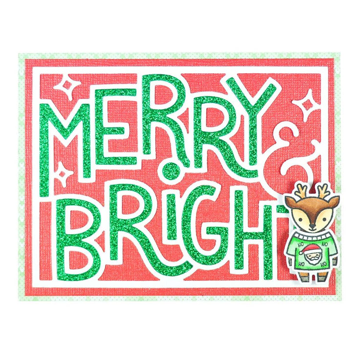 Lawn Fawn Custom Craft Dies: Giant Outlined 'Merry and Bright' (LF2973)