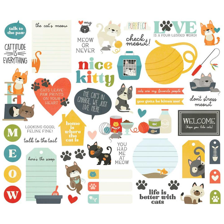 Simple Stories Pet Shoppe Cat Bits and Pieces Die Cuts (PETC9238)