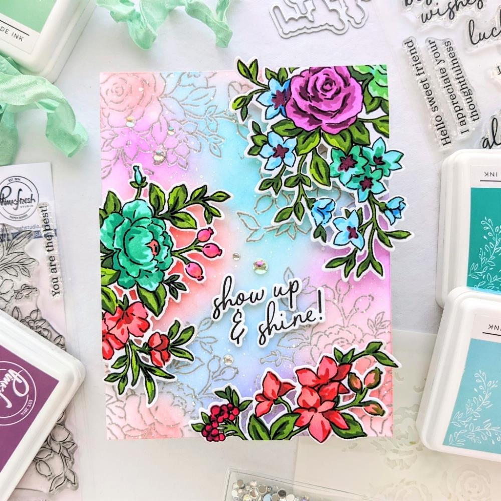 Pinkfresh Studio 4"x6" Clear Stamps: Fancy Rose Bunch (PF160122)