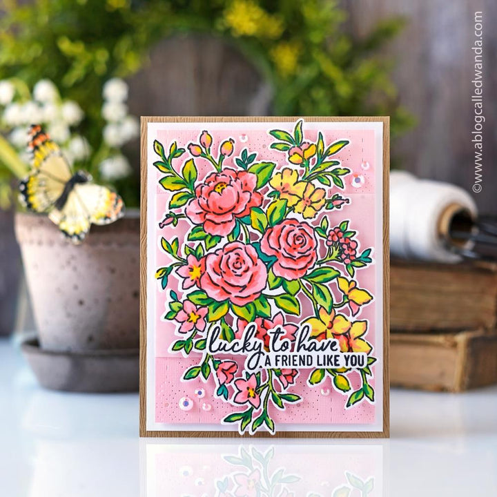 Pinkfresh Studio Die: Cover Plate, Floral Backdrop (PF161022)