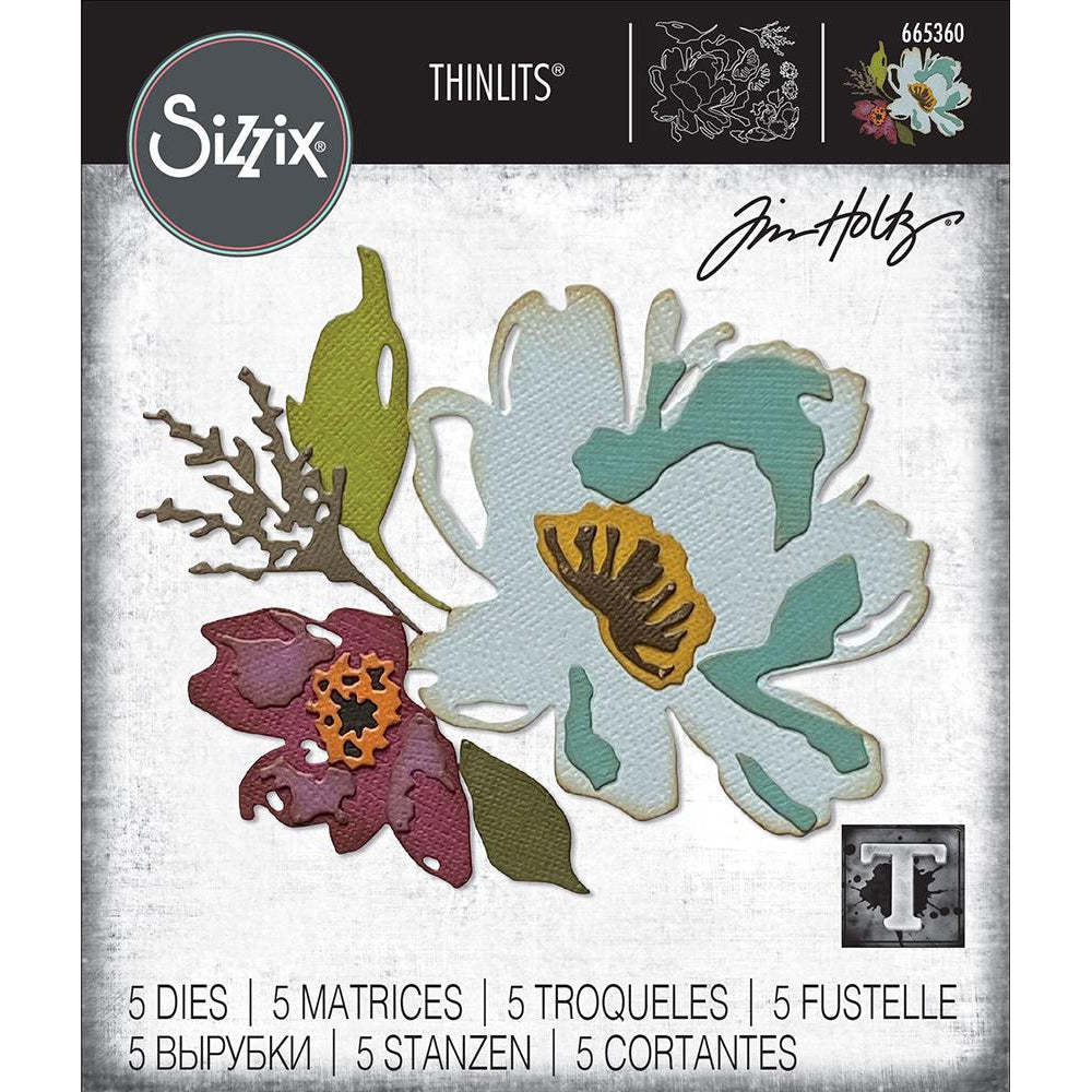 Tim Holtz Thinlits Dies: Brushstroke Flowers #3, by Sizzix (665360)