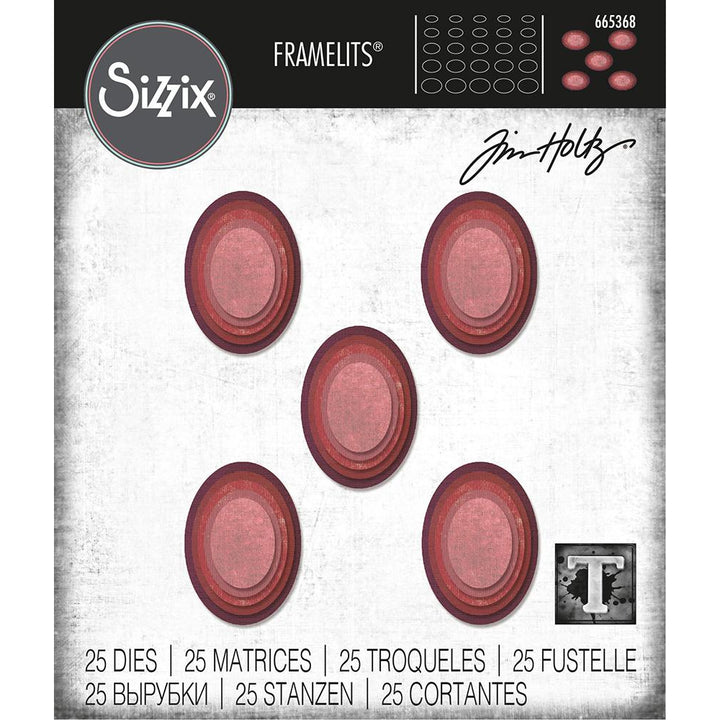Tim Holtz Framelits Dies: Stacked Tile Ovals, by Sizzix (665368)