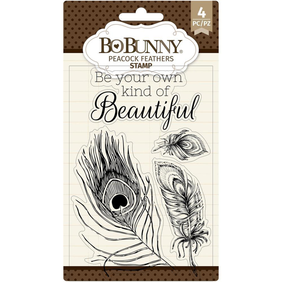 BoBunny 4"x6" Clear Stamps: Peacock Feathers (7311137)-Only One Life Creations