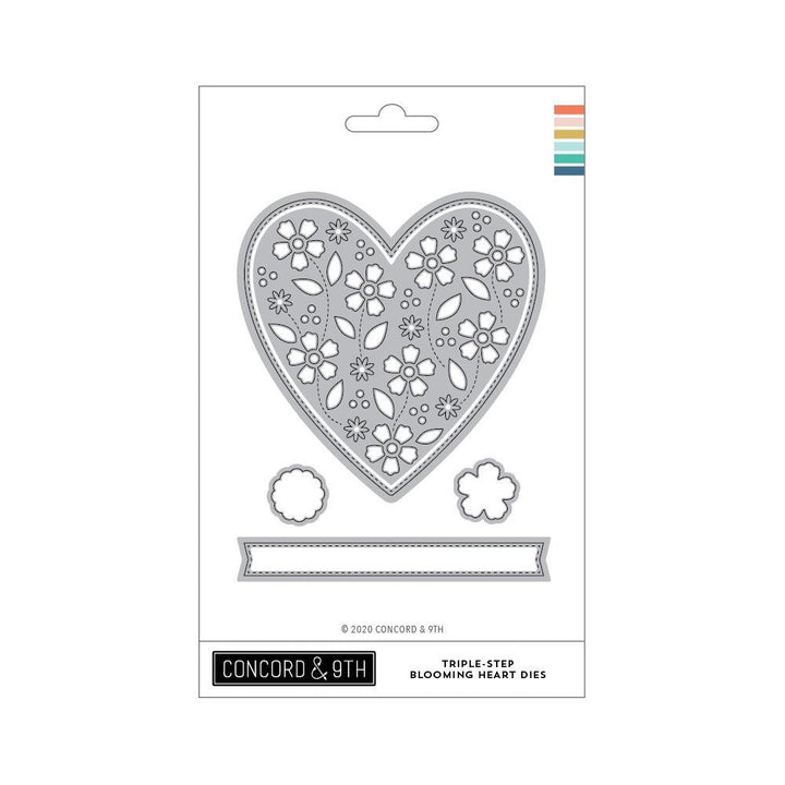 Concord & 9th Dies: Triple Step Blooming Heart (C11074)-Only One Life Creations