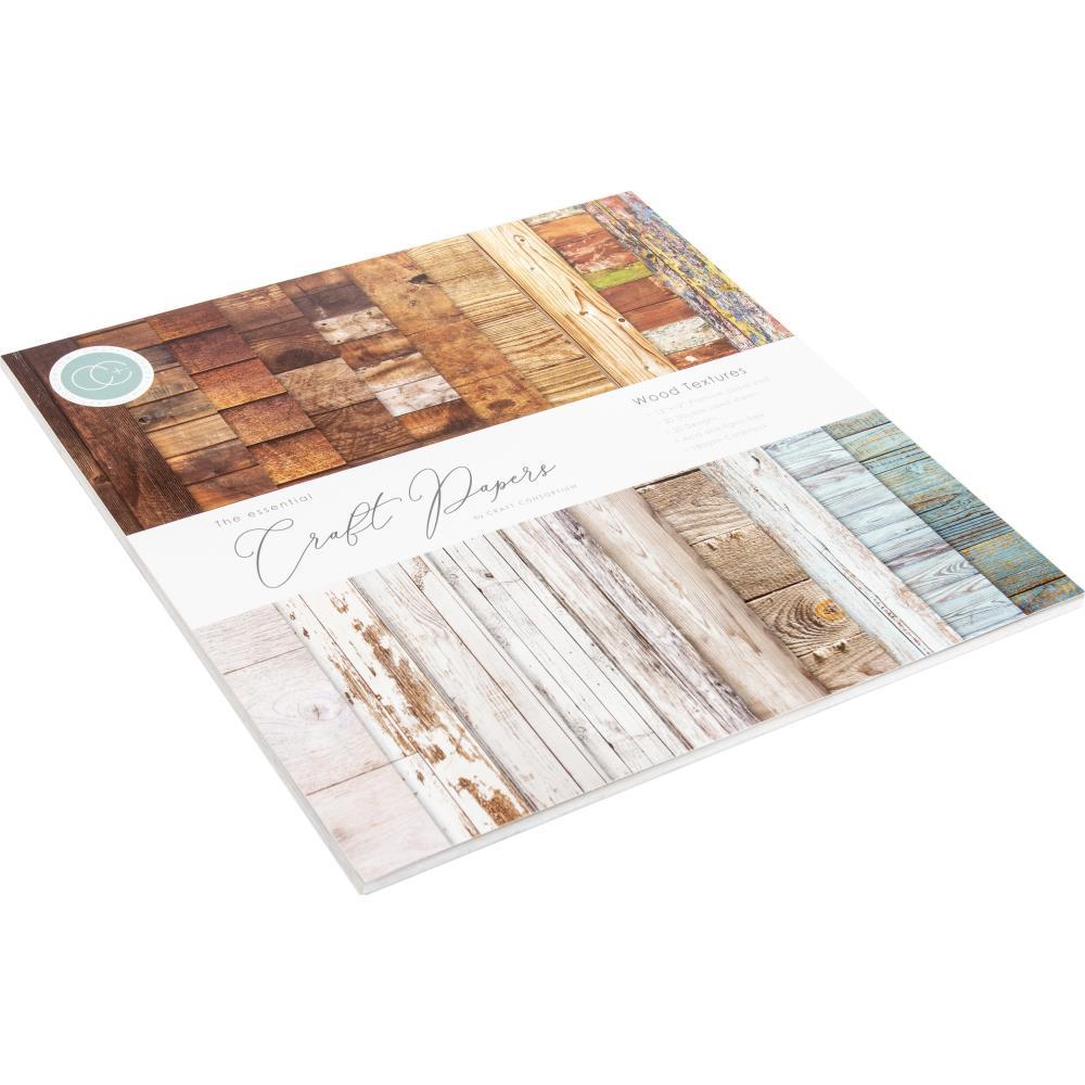 Craft Consortium 12"X12" Double-Sided Paper Pad: Wood Textures 30/Pkg (CCPAD001)-Only One Life Creations