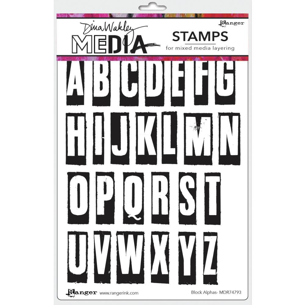 Dina Wakley 6"x9" Media Cling Stamps: Block Alpha (MDR74793)-Only One Life Creations