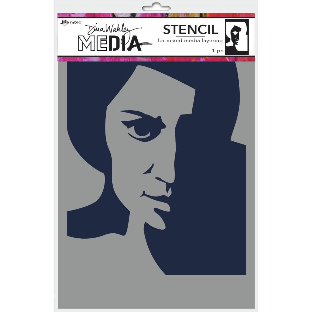 Dina Wakley 9"x6" Medial Stencil: Pensive Face (MDS74861)-Only One Life Creations