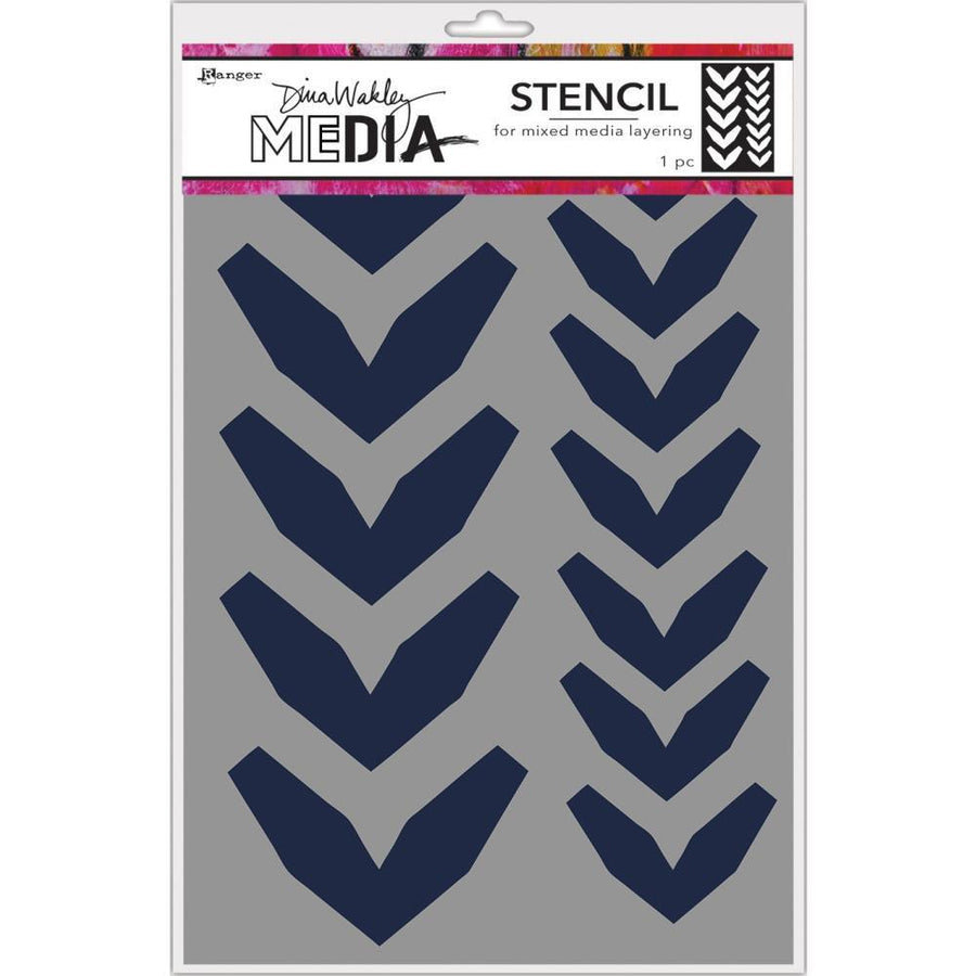 Dina Wakley Media: Large Fractured Chevrons stencil, by Ranger (MDS68228)-Only One Life Creations