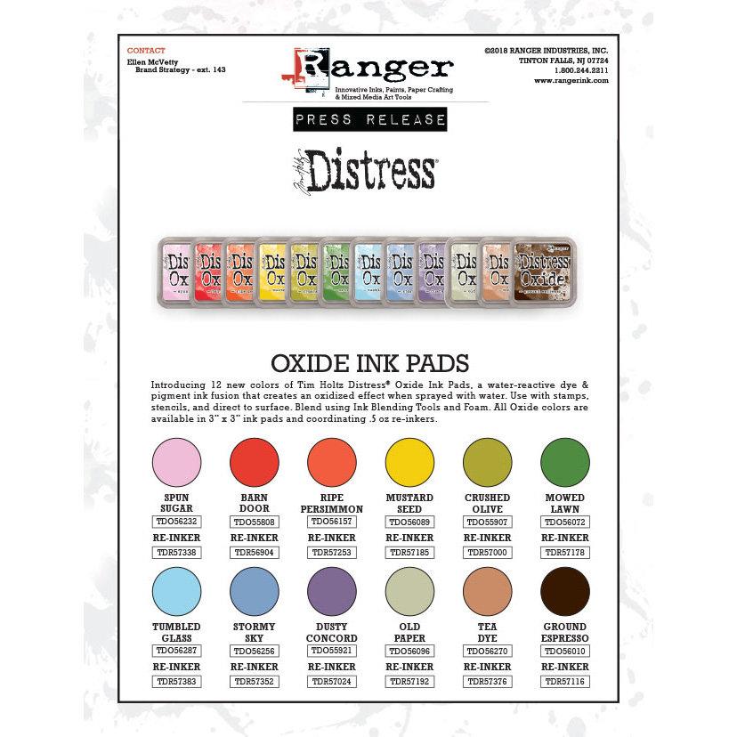 Distress Oxide ink pads Set #4 (mid 2018), by Tim Holtz, all 12 colors-Only One Life Creations