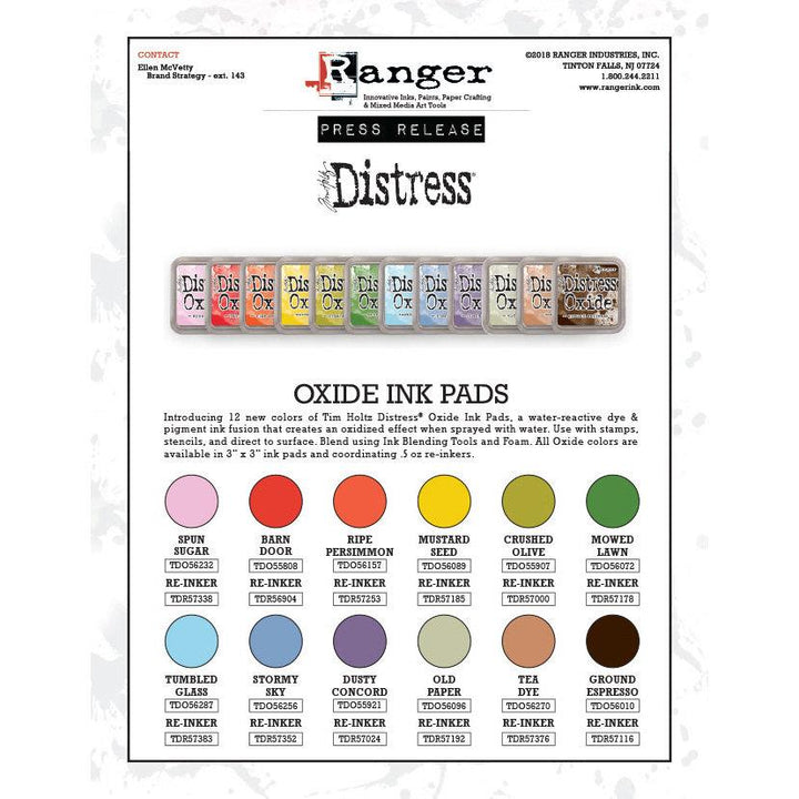 Distress Oxide ink pads Set #4 (mid 2018), by Tim Holtz, all 12 colors-Only One Life Creations