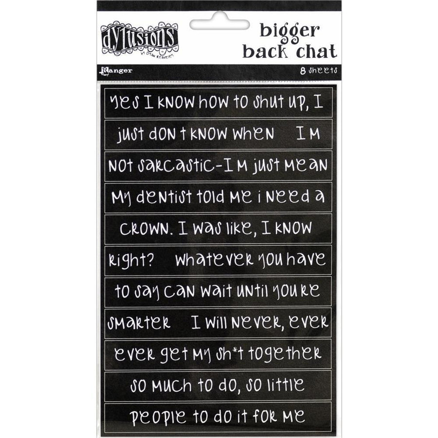 Dylusions Bigger Back Chat Black Stickers, by Dyan Reaveley (DYA65449)-Only One Life Creations