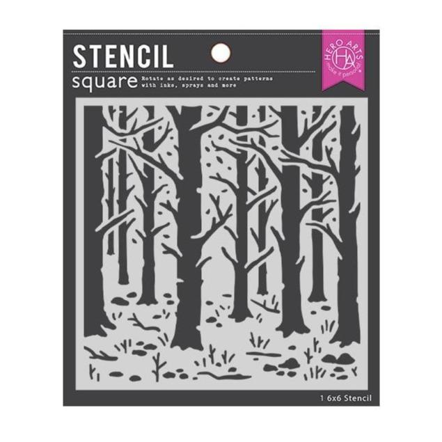 Hero Arts 6"x6" Stencil: Woodland Forest (HASA155)-Only One Life Creations