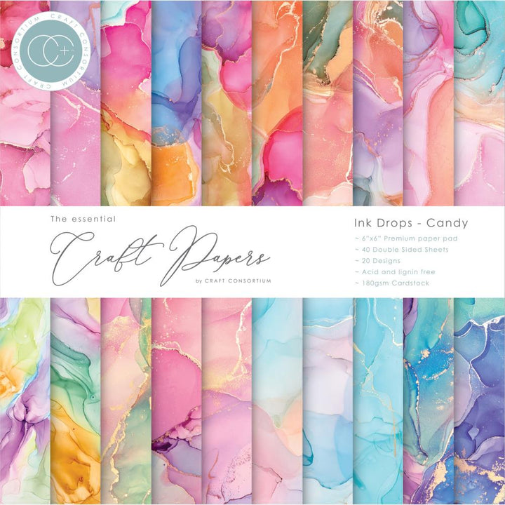 Craft Consortium Ink Drops 6"x6" Double Sided Paper Pad: Candy (CCPAD016B)