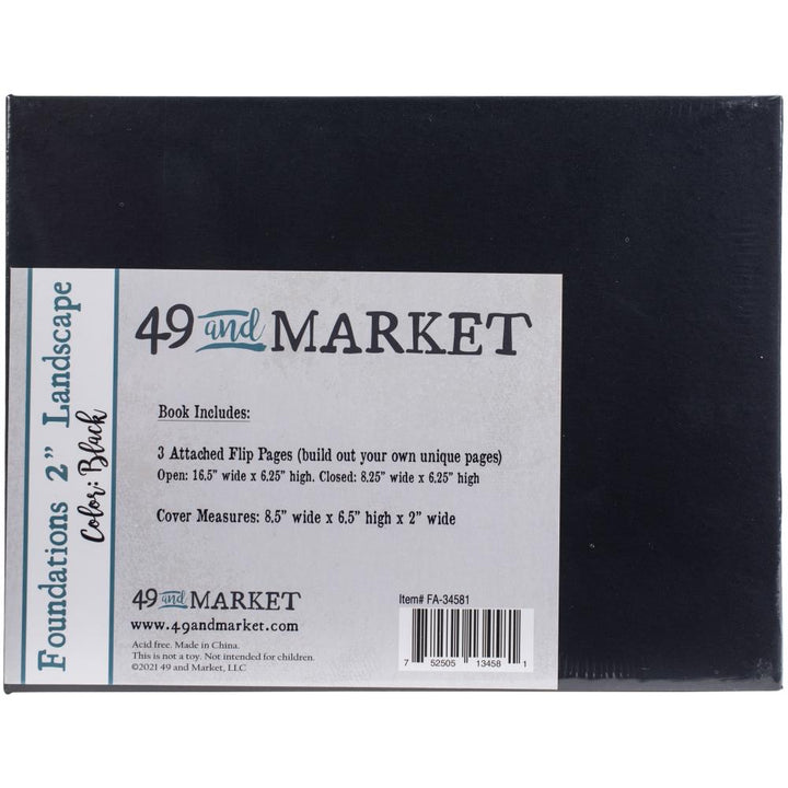 49 and Market 6.5"x8.5" Foundations 2" Landscape Album: Black (FA34581)