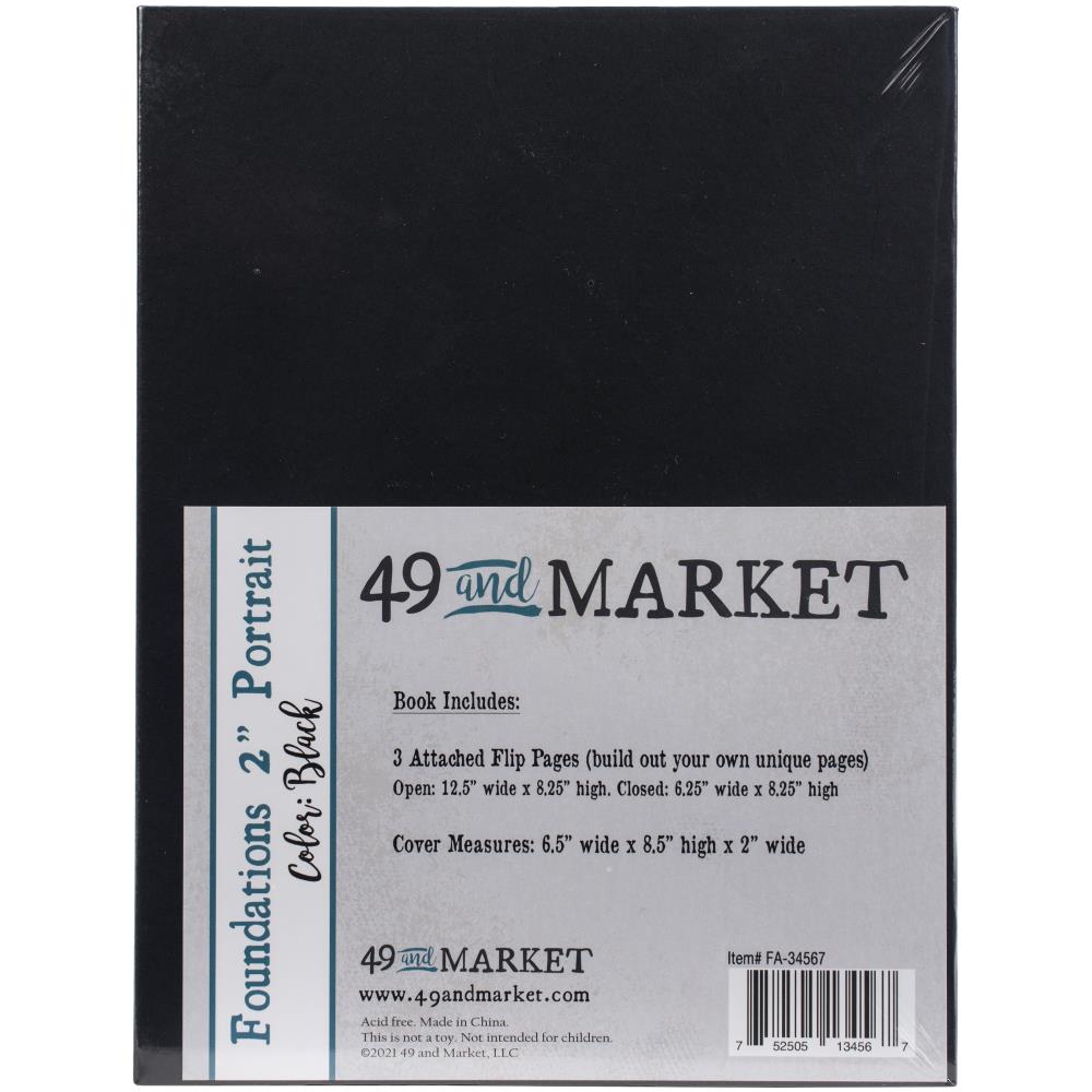 49 and Market 8.5"x6.5" Foundations 2" Portrait Album: Black (FA34567)