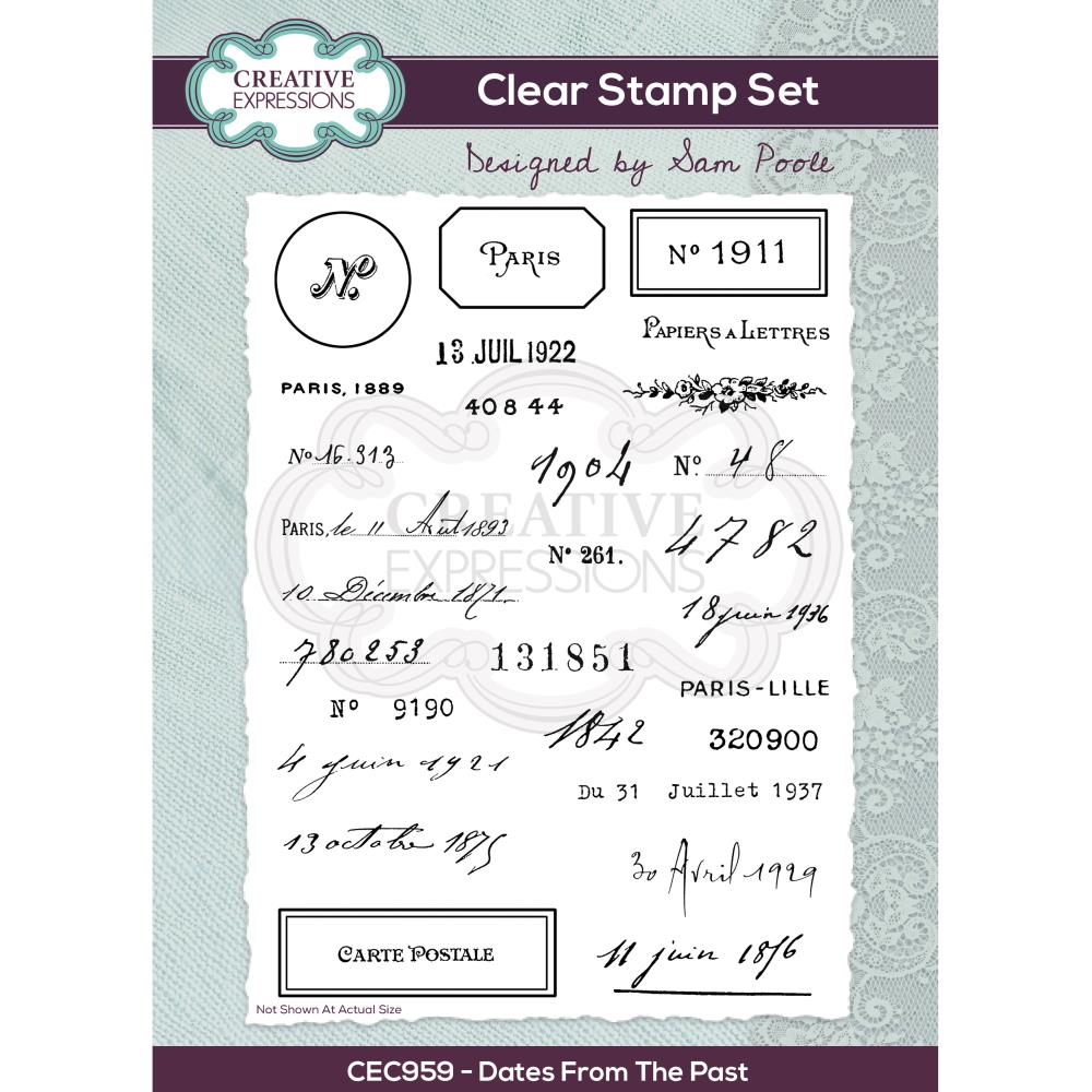 Creative Expressions A5 Clear Stamp Set: Dates From The Past, by Sam Poole (CEC959)