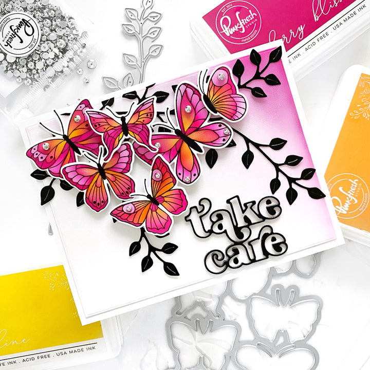 Pinkfresh Studio 4"x6" Clear Stamp Set: Small Butterflies (PF118621)