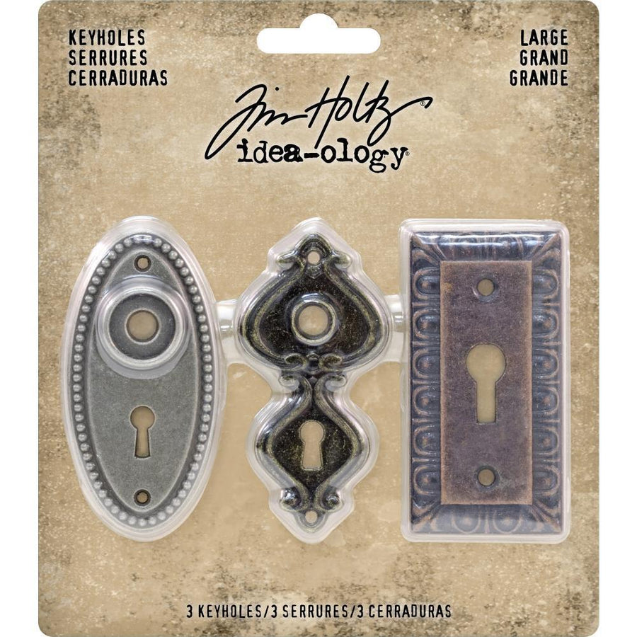 Large Metal Keyholes 3/Pkg, by Tim Holtz Idea-ology (TH93678)-Only One Life Creations