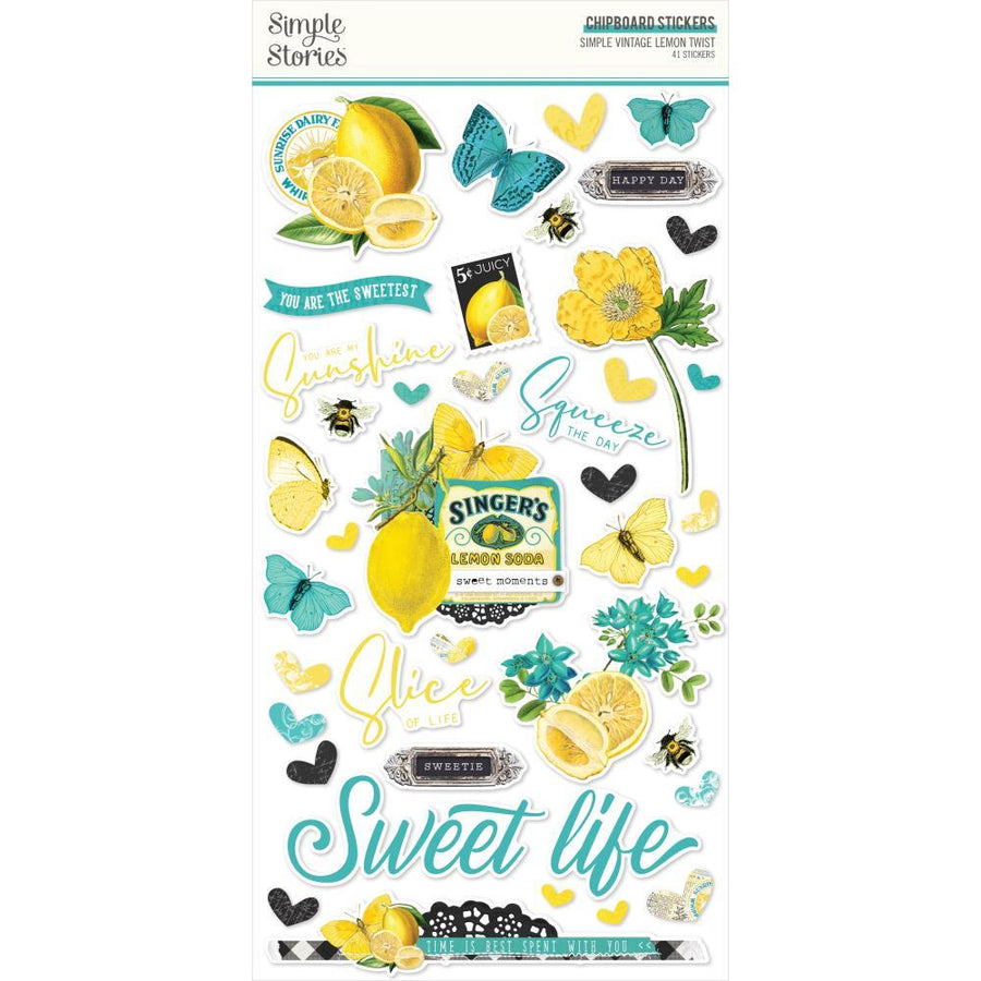 Simple Stories Simple Vintage Lemon Twist 6"x12" Chipboard Stickers (LT15220)-Only One Life Creations