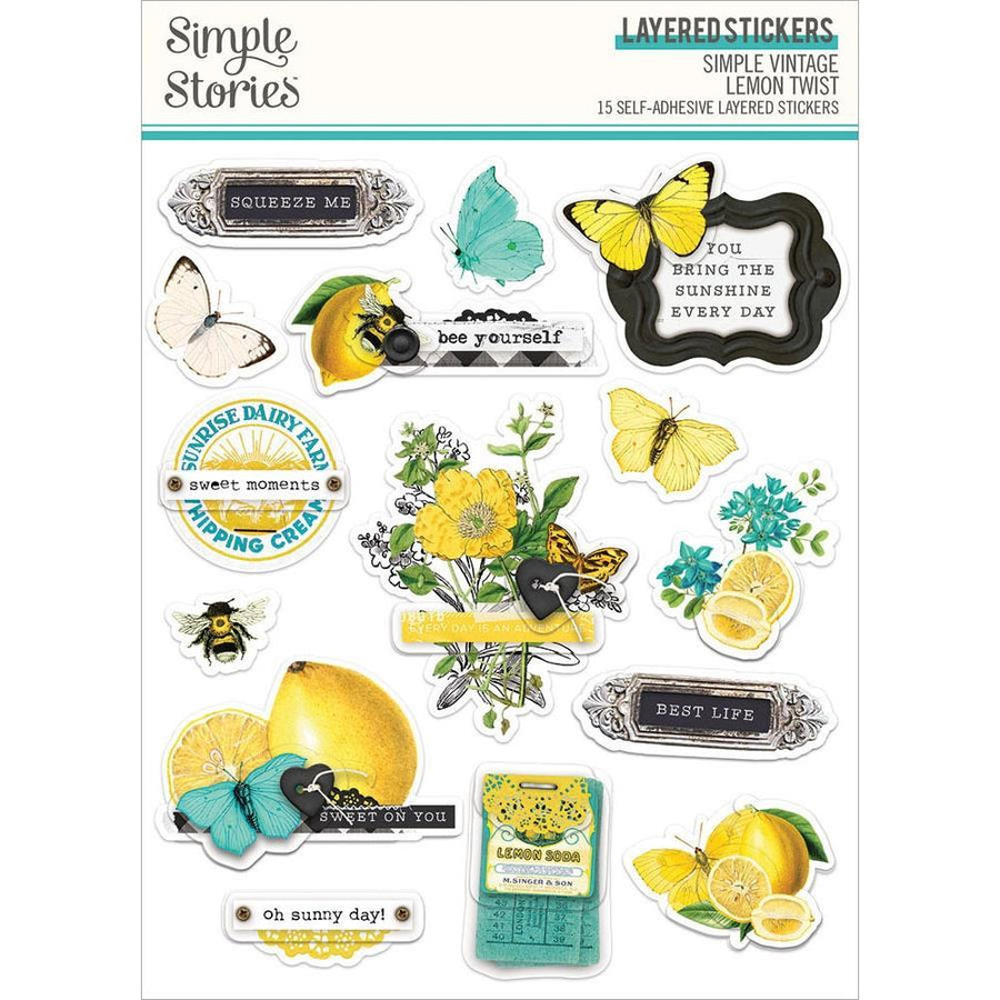 Simple Stories Simple Vintage Lemon Twist Layered Stickers (LT15226)-Only One Life Creations