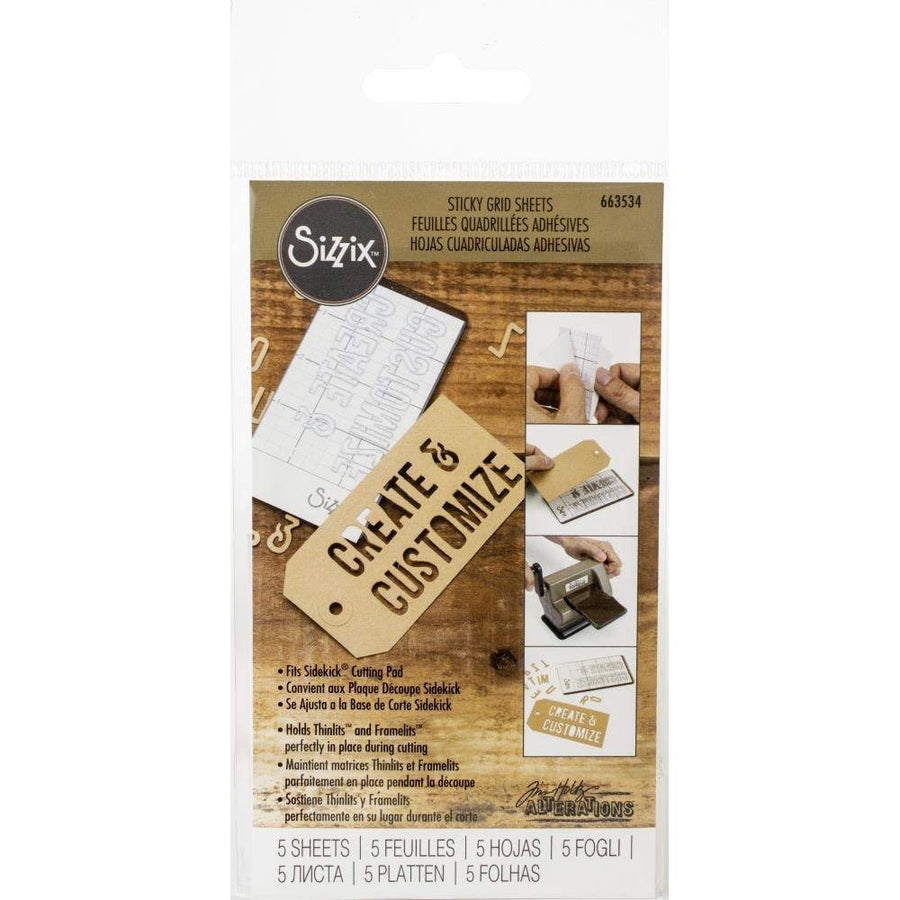 Sizzix Sticky Grid Sheets, 5/Pkg, by Tim Holtz (663534)-Only One Life Creations