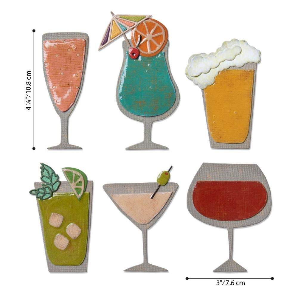 Sizzix Thinlits Dies: Happy Hour, by Tim Holtz (664435)-Only One Life Creations