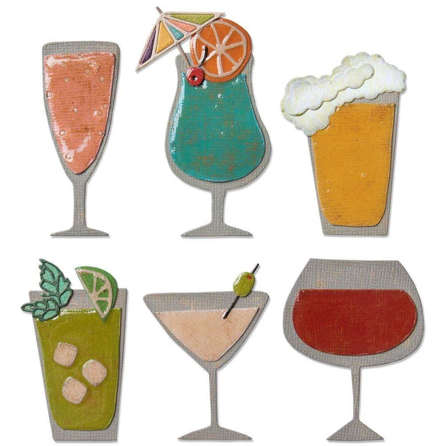 Sizzix Thinlits Dies: Happy Hour, by Tim Holtz (664435)-Only One Life Creations