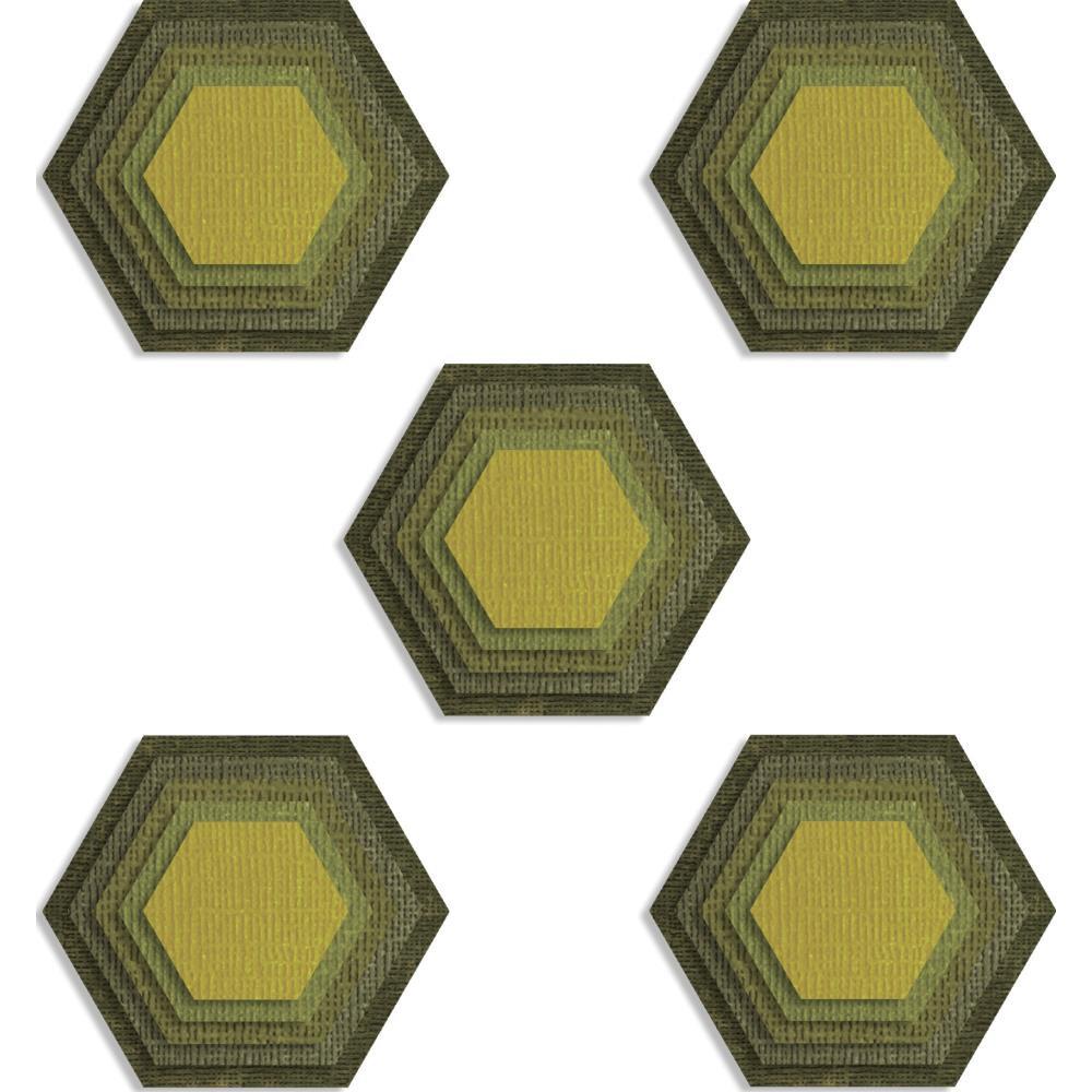 Sizzix Thinlits Dies: Stacked Tiles Hexagons, by Tim Holtz (664420)-Only One Life Creations