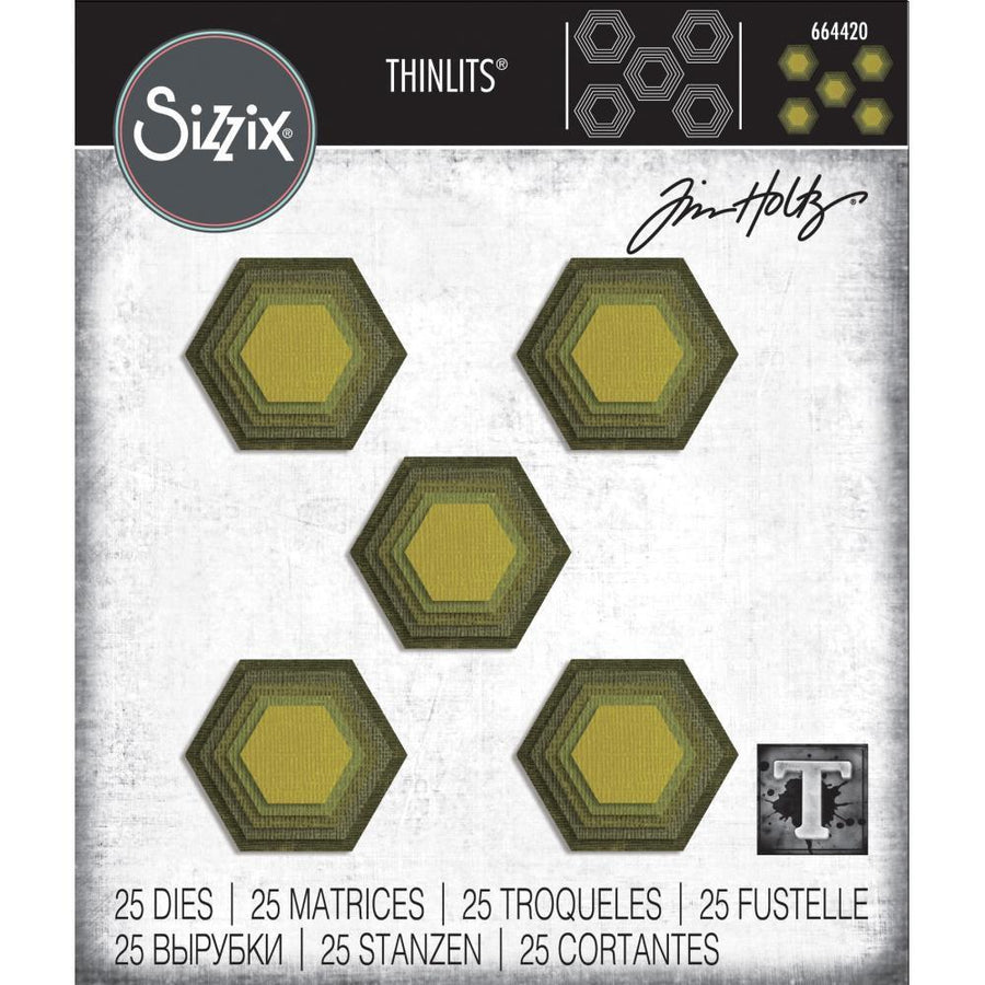 Sizzix Thinlits Dies: Stacked Tiles Hexagons, by Tim Holtz (664420)-Only One Life Creations