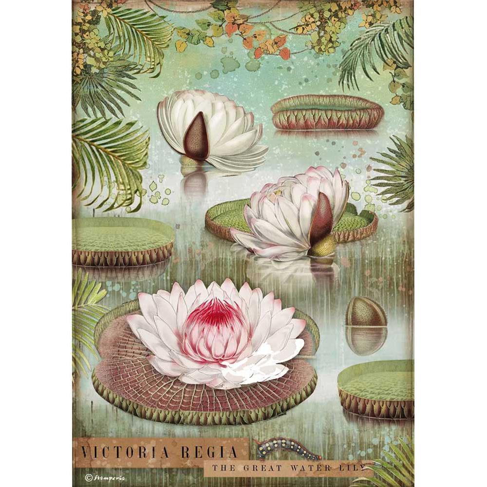 Stamperia Amazonia Rice Paper Sheet: Water Lily (DFSA4529)-Only One Life Creations