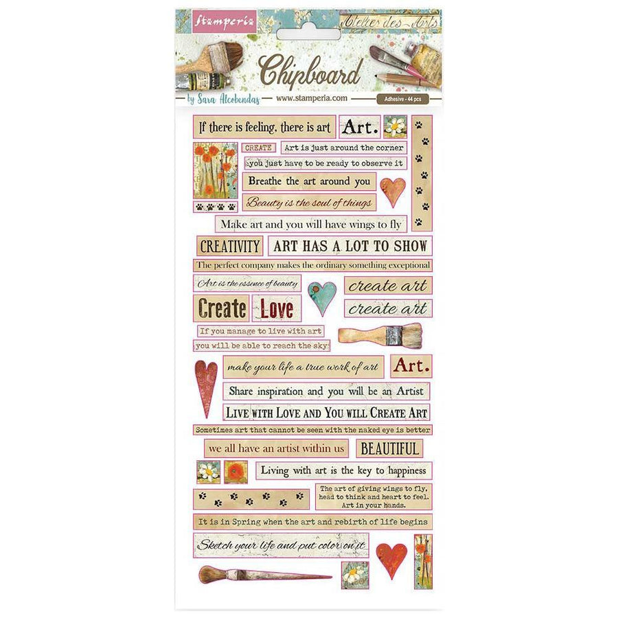 Stamperia Atelier Des Arts 6"x12 Adhesive Chipboard: Quotes (DFLCB24)-Only One Life Creations