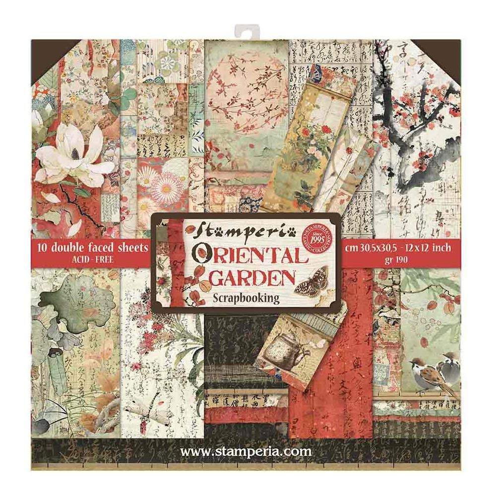 Stamperia Double-Sided Paper Pad 12"X12" 10/Pkg: Oriental Garden (SBBL58)-Only One Life Creations