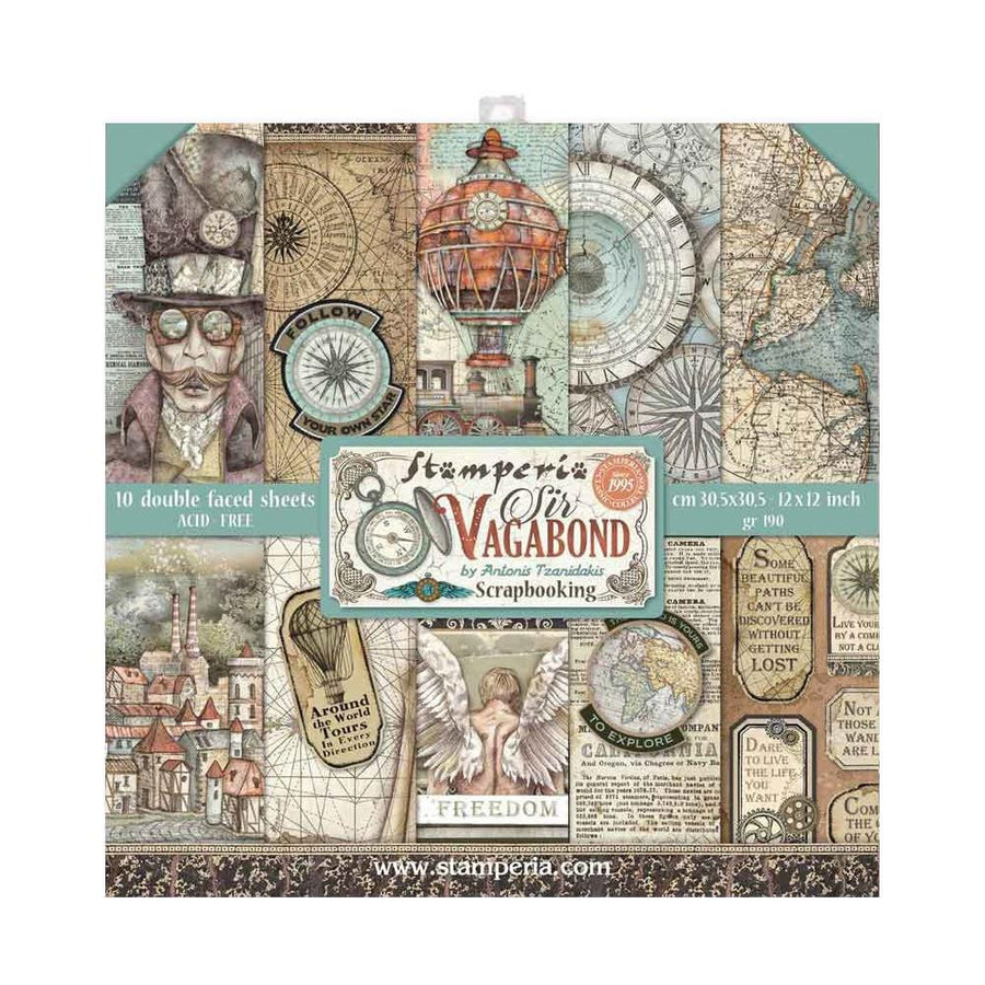 Stamperia Sir Vagabond 8"x8" Double Sided Paper Pad (SBBS25)-Only One Life Creations
