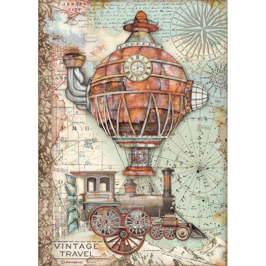 Stamperia Sir Vagabond Rice Paper Sheet: Vintage Travel (DFSA4517)-Only One Life Creations