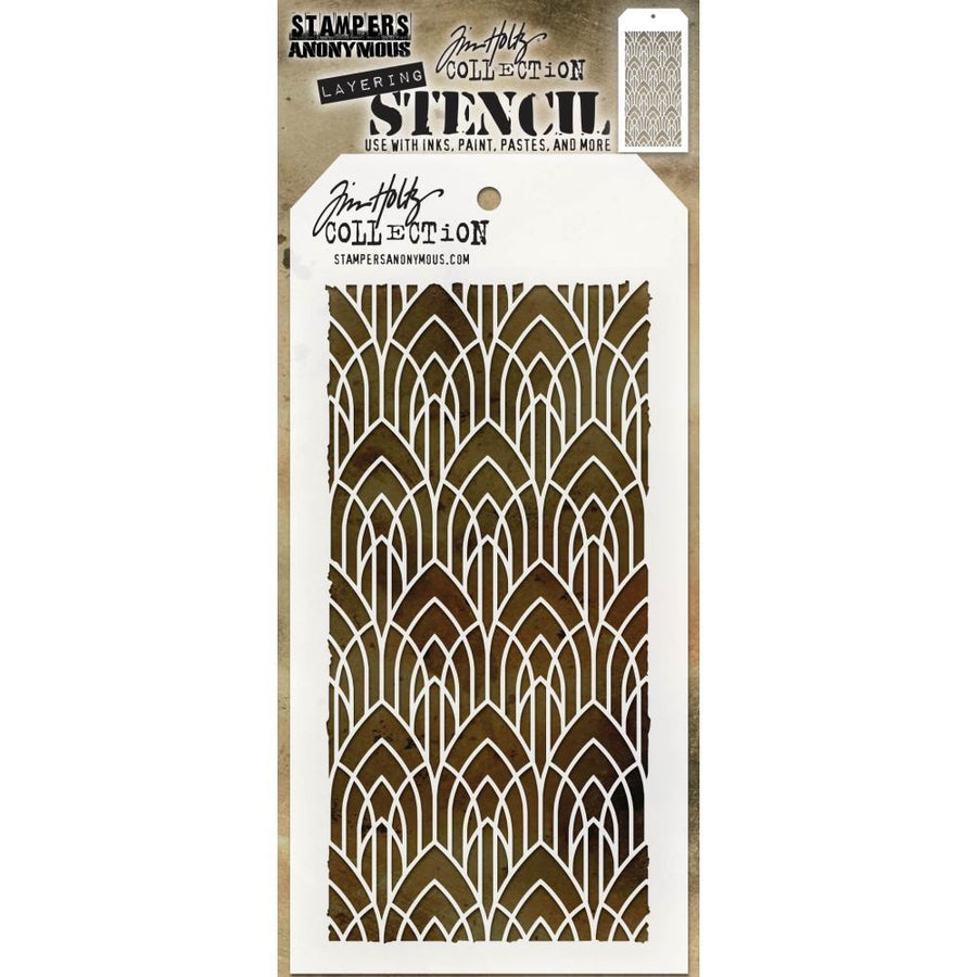 Tim Holtz 4.12"X8.5" Layering Stencil: Deco Arch (THS147)-Only One Life Creations