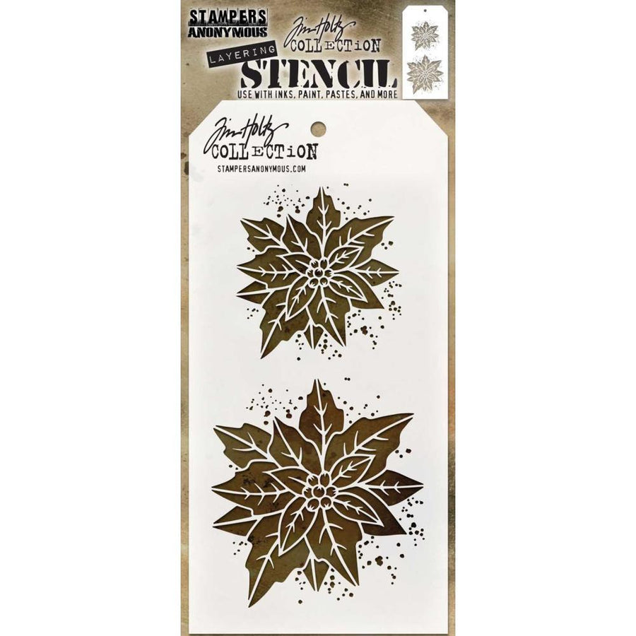 Tim Holtz 4"x8.5" Layered Stencil: Poinsettia Due (THS153)-Only One Life Creations