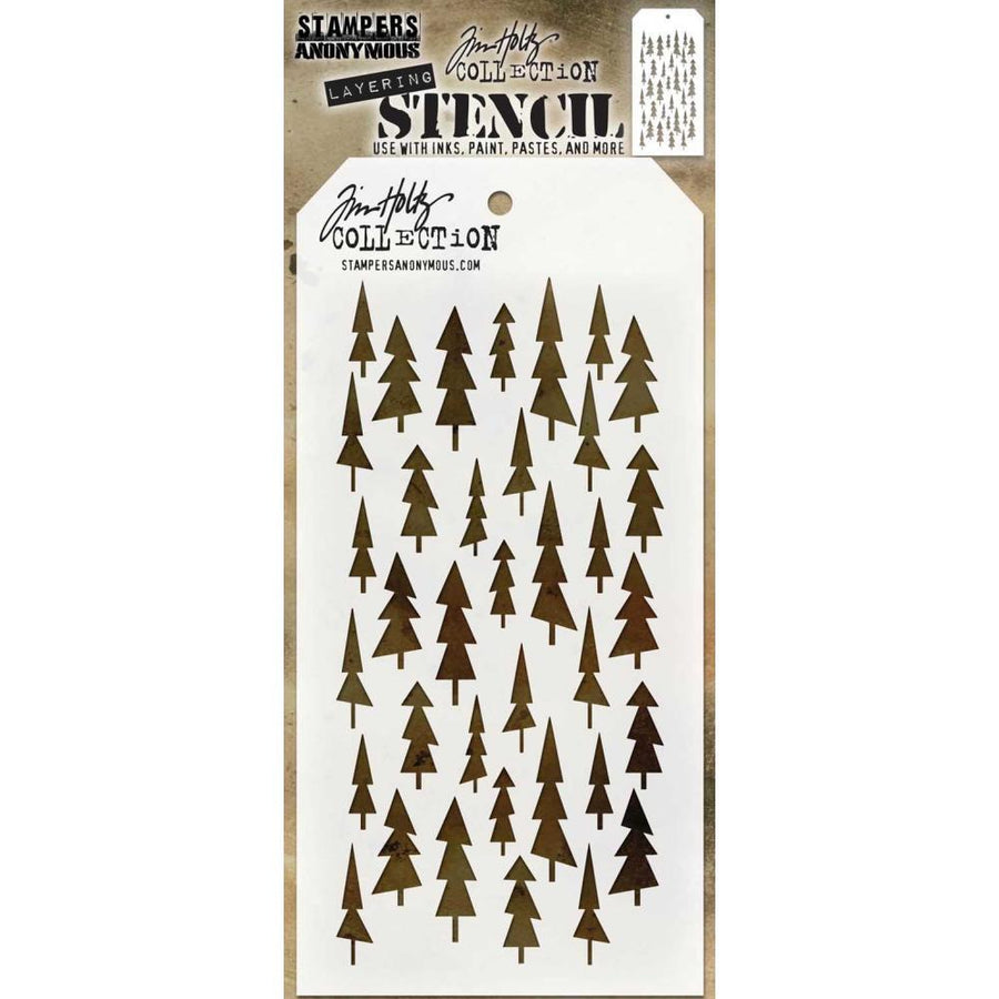 Tim Holtz 4"x8.5" Layered Stencil: Tree Lot (THS150)-Only One Life Creations